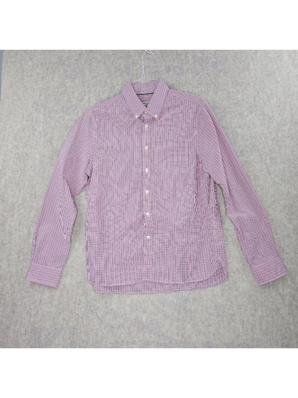 J.S.A. Bank 1905 Mens Long Sleeve Button-Down Shirt L Red & Blue Checkered